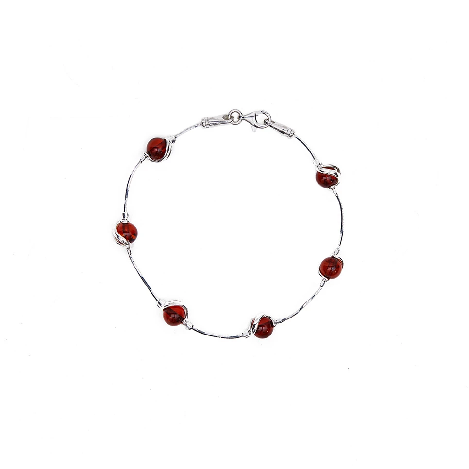 Thumbnail of Sophia silver bracelet with cognac amber