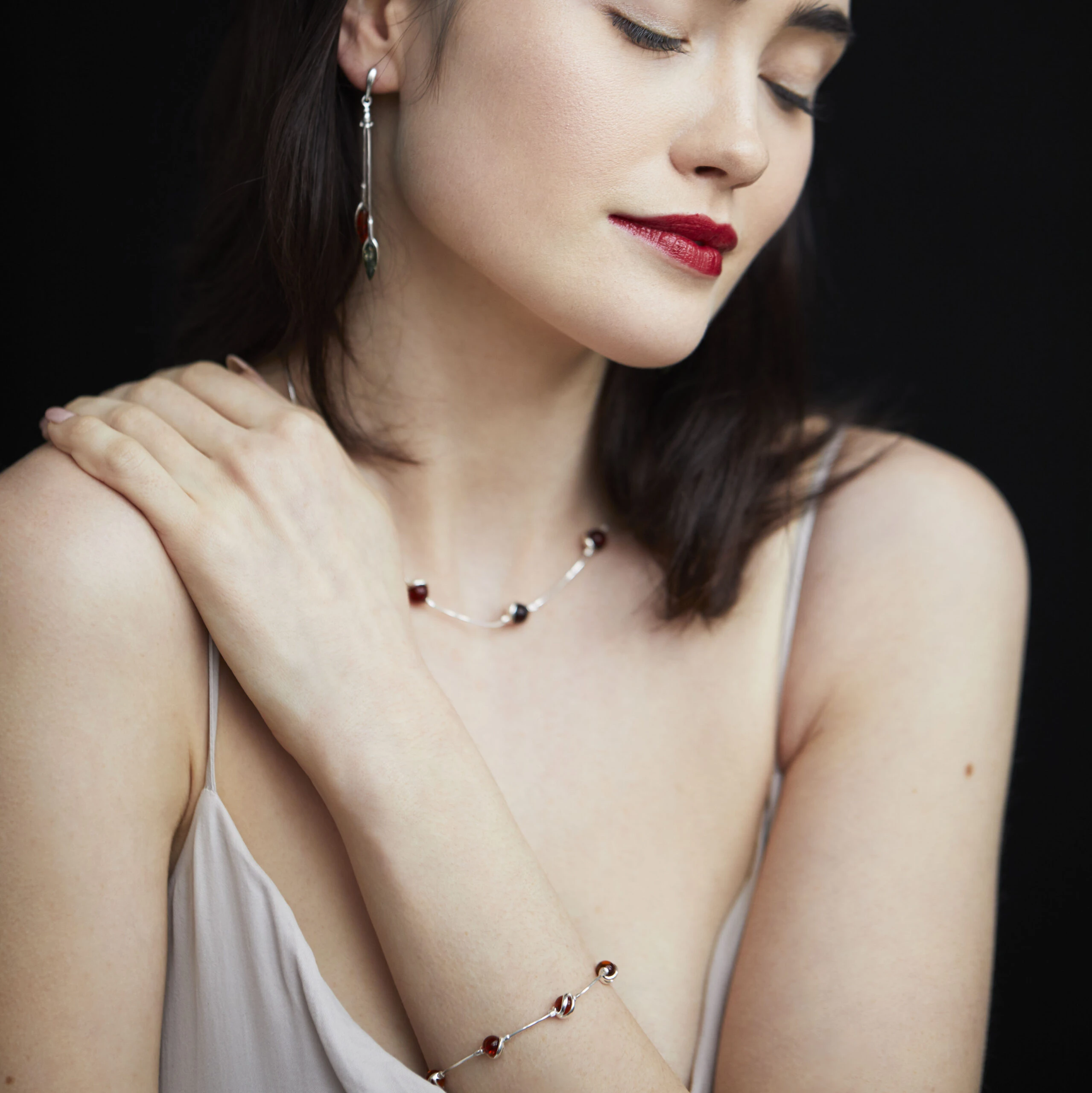 Thumbnail of Sophia silver bracelet with cognac amber