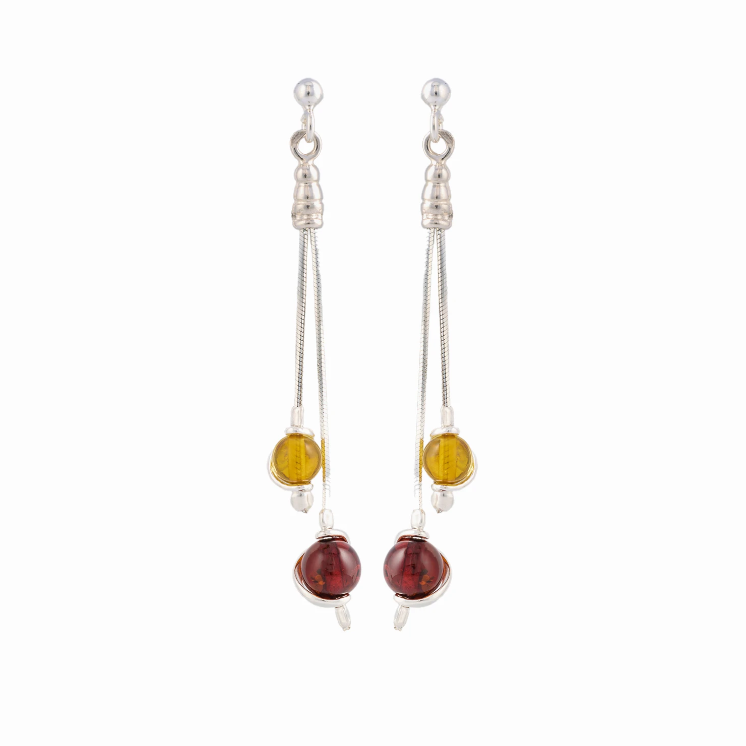Sophia silver earrings with amber