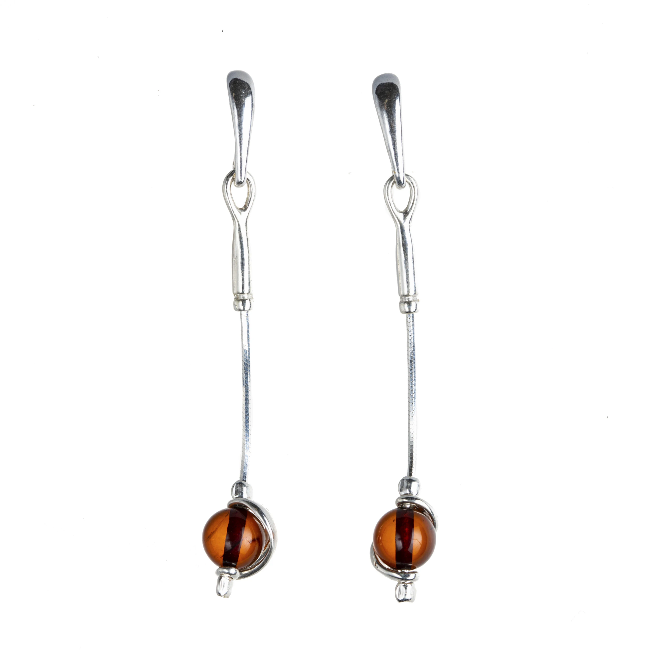 Thumbnail of Sophia silver earrings with amber