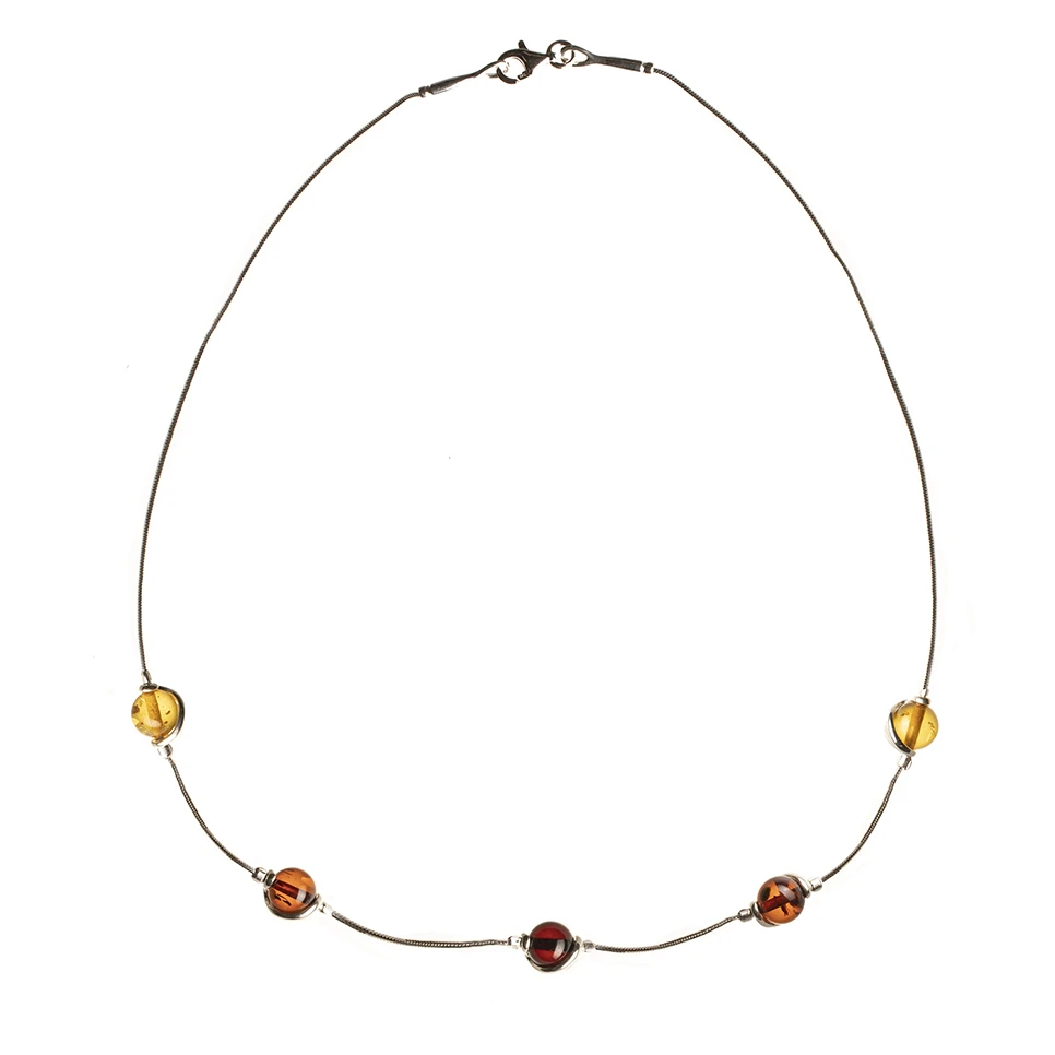 Thumbnail of Sophia silver necklace with amber