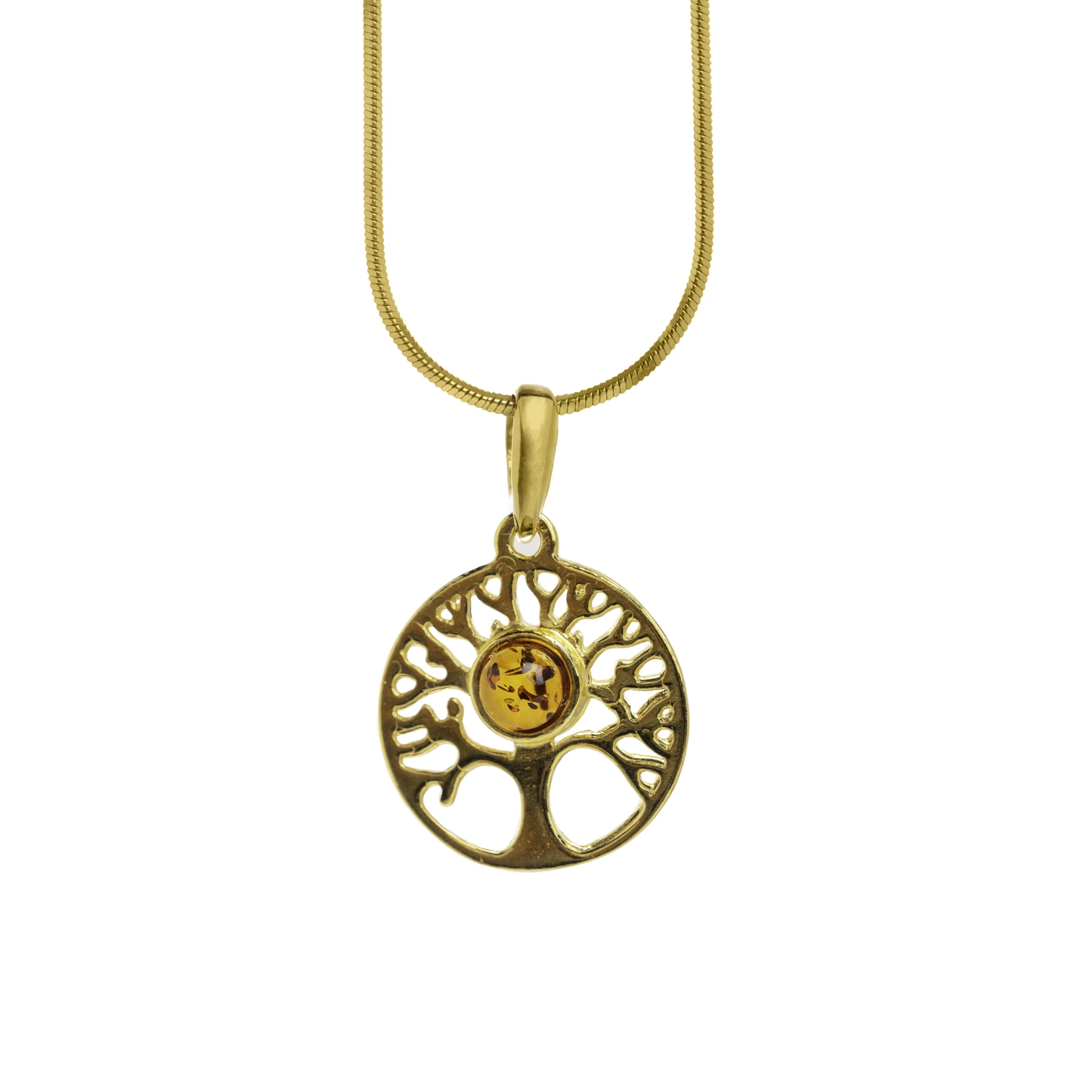 Livets träd halsband med cognac bärnsten