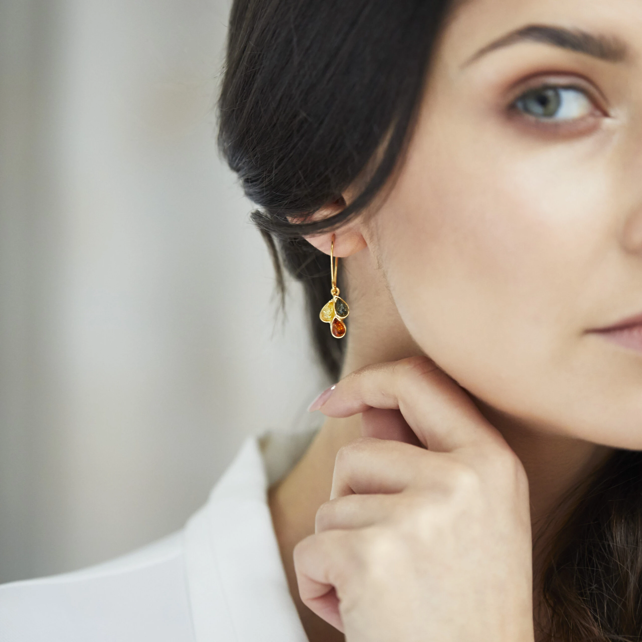 Trio gold dangle earrings