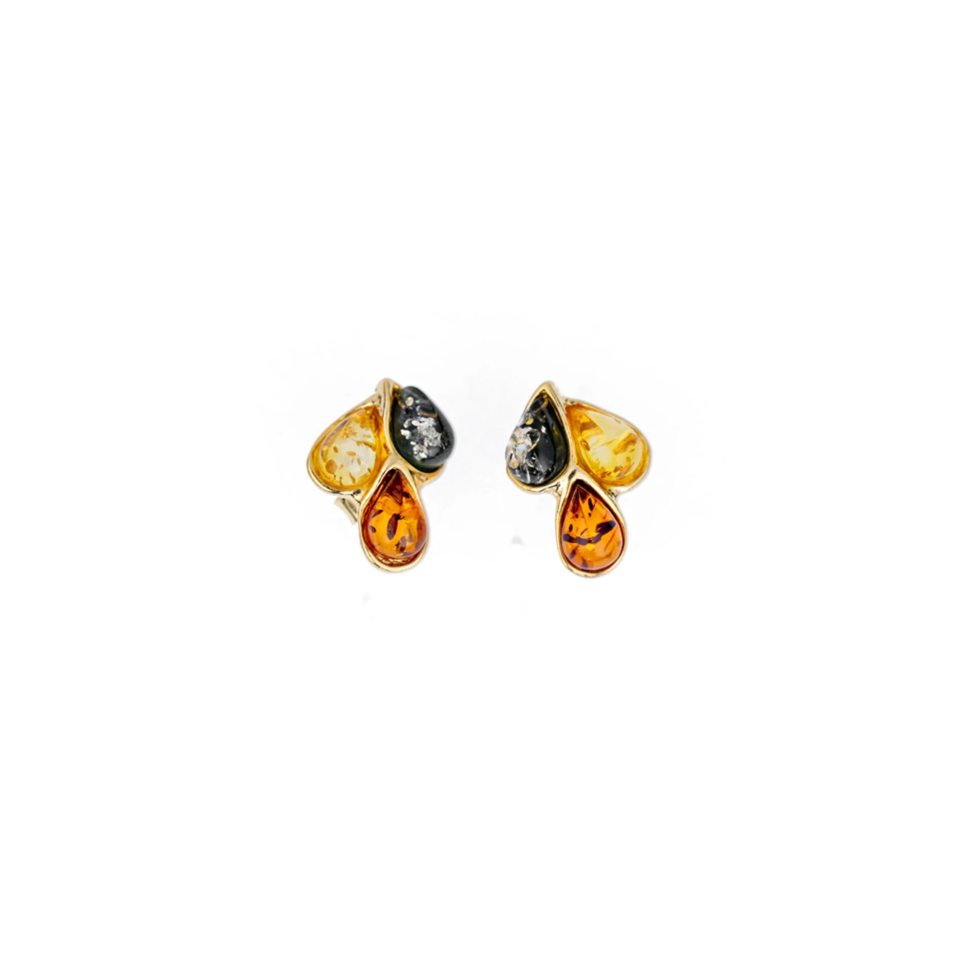 Thumbnail of Trio studs gold with amber