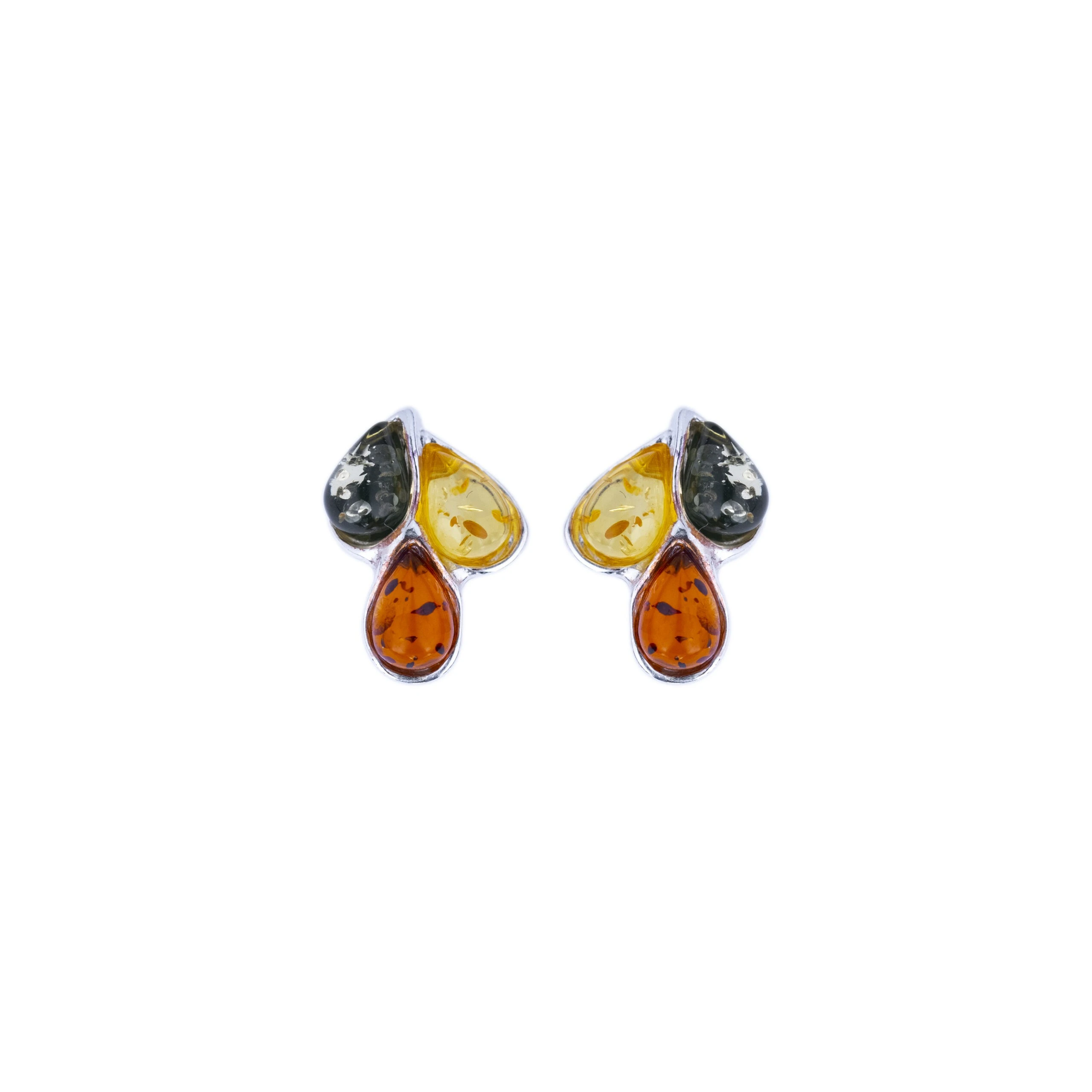 Thumbnail of Trio studs silver with amber