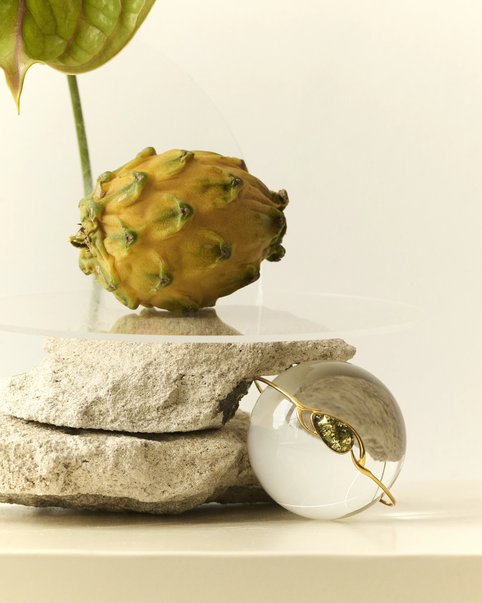 Thumbnail of Victoria cuff bracelet with green amber.