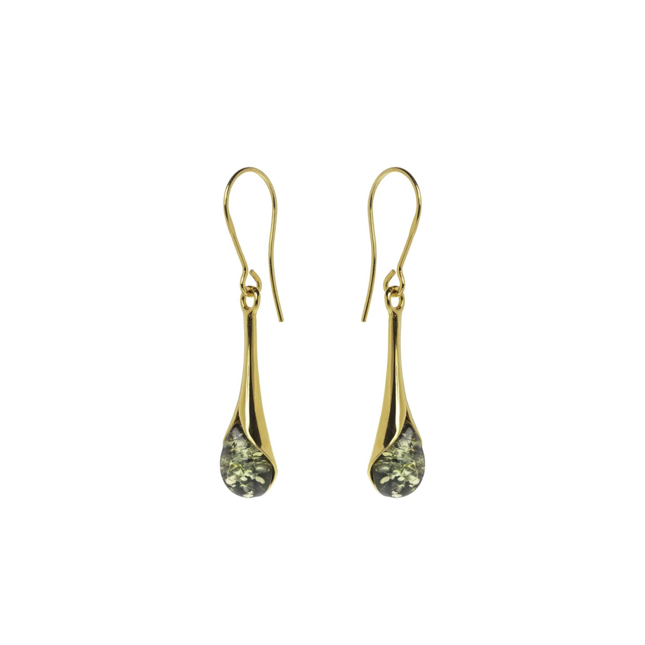 Thumbnail of Victoria earrings in gold with green amber