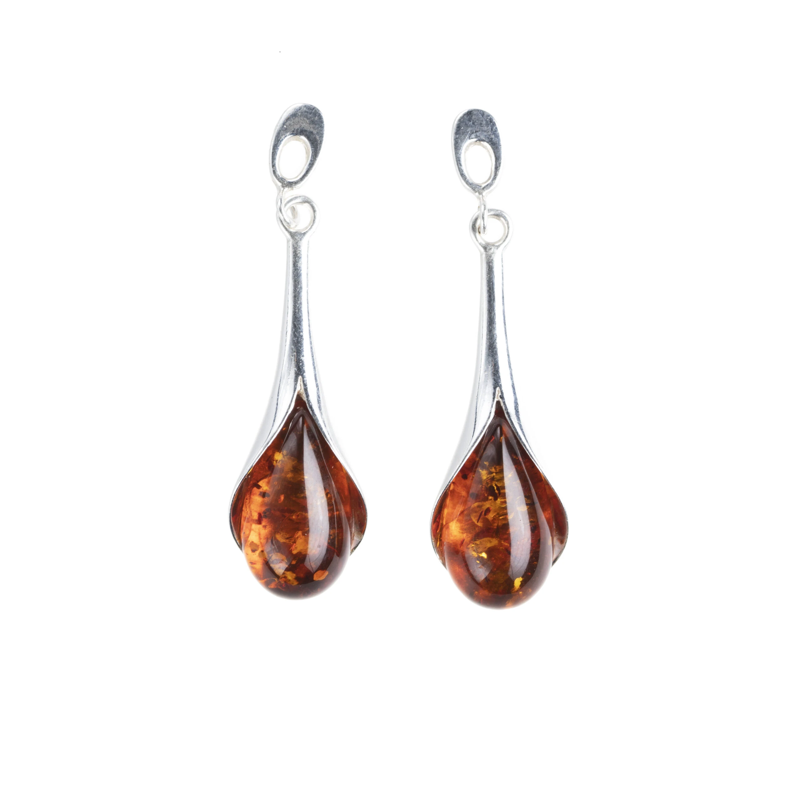 Thumbnail of Victoria earrings in silver with amber