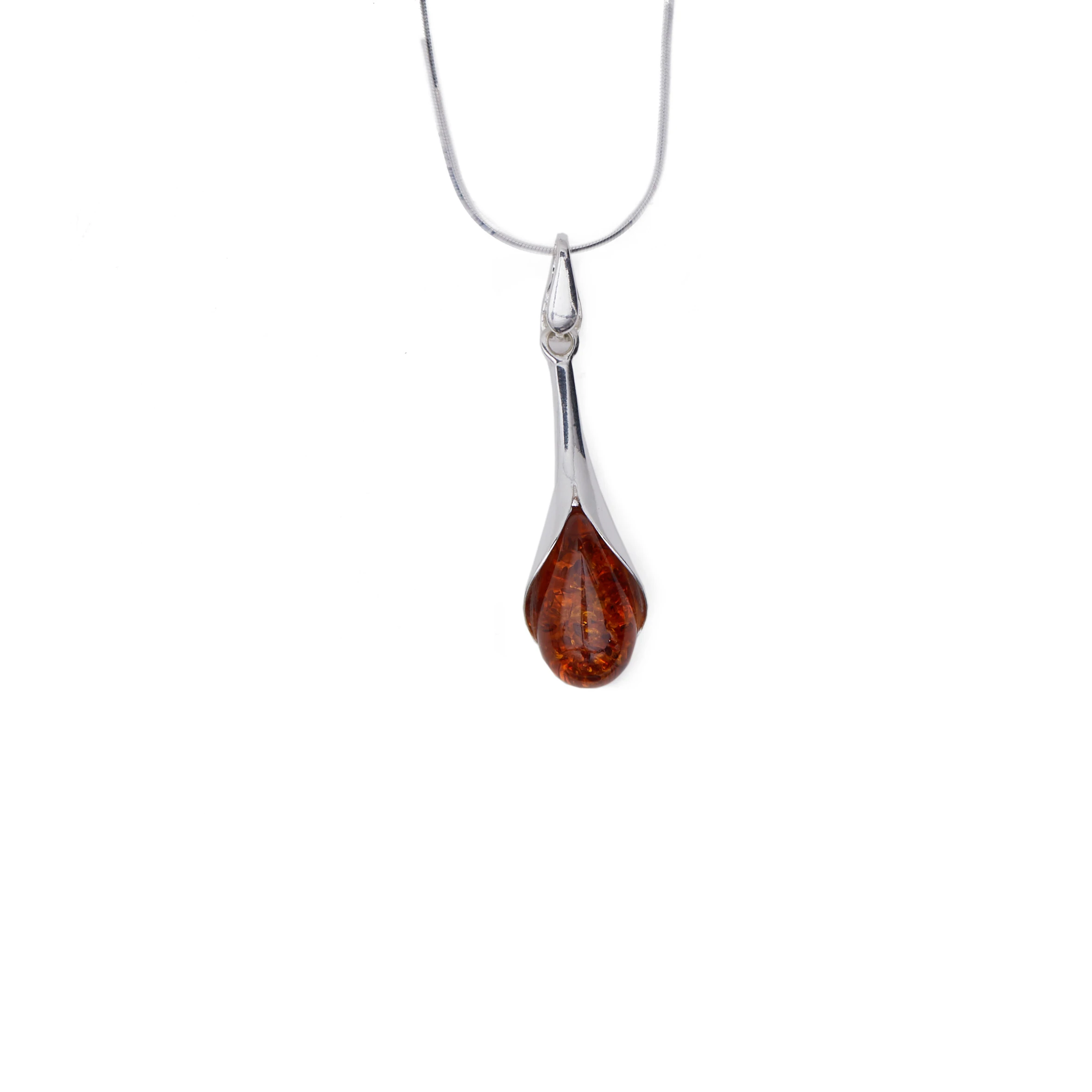 Thumbnail of Victoria necklace in silver with cognac amber
