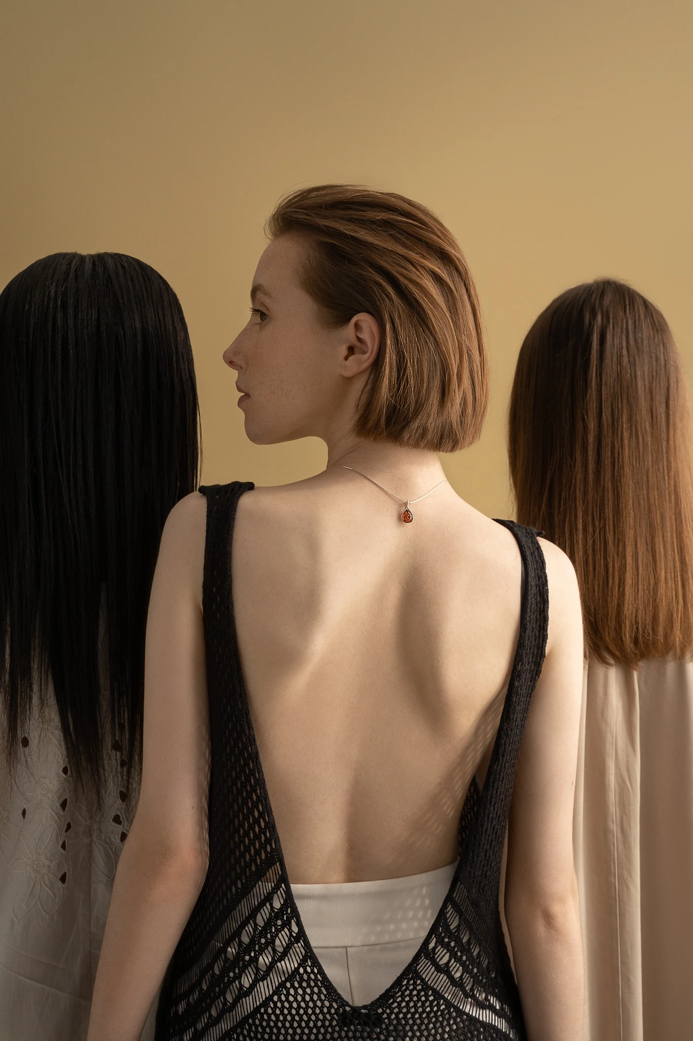 Thumbnail of Victoria silver necklace with cognac amber