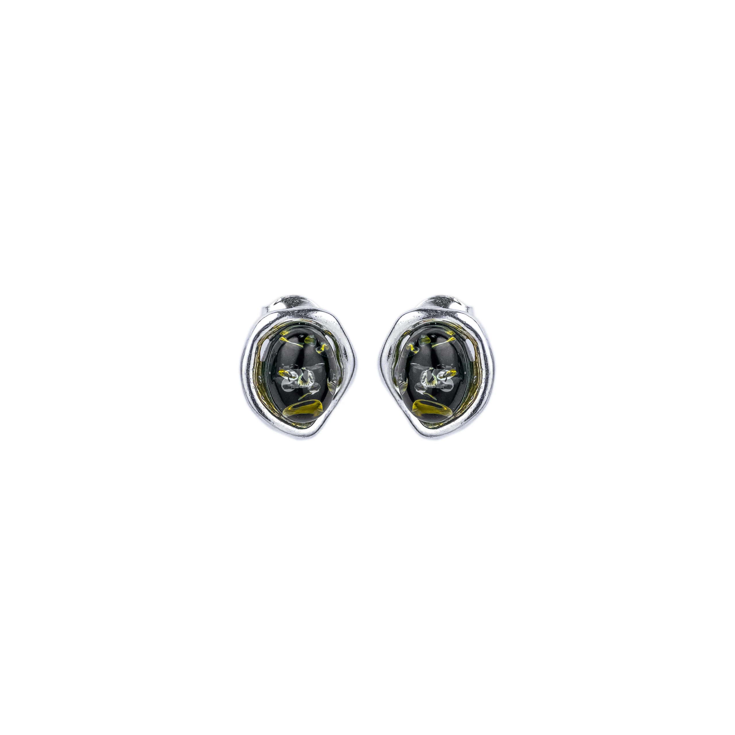 Wave örhängen med grön bärnsten