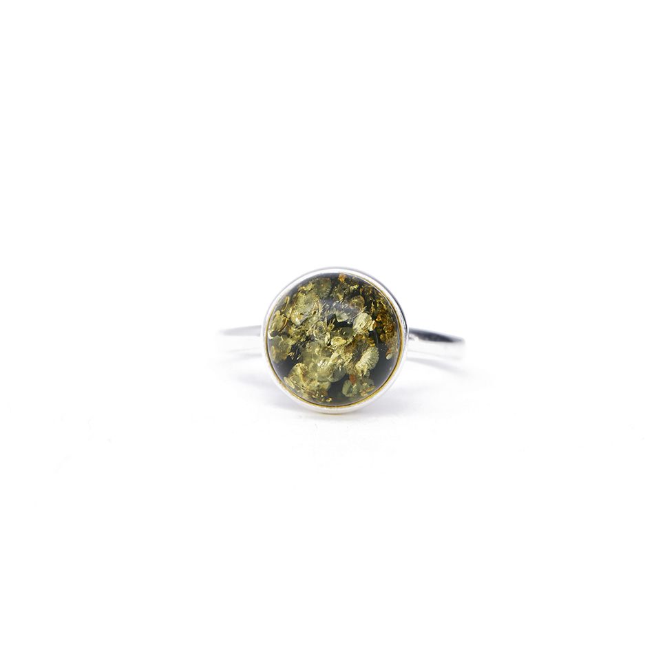 Thumbnail of Chloe silver ring with green amber