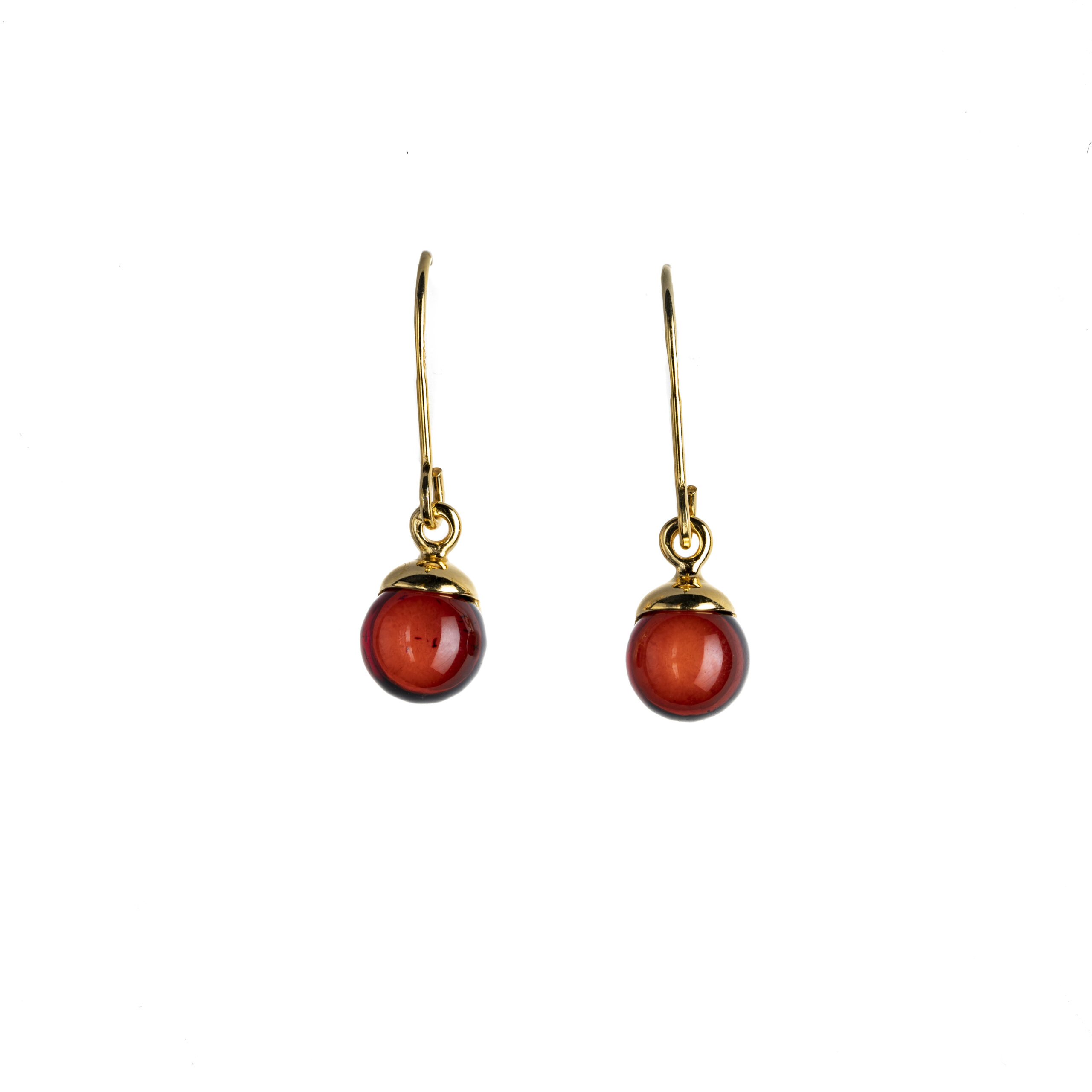 Thumbnail of Classy gold earrings with cherry amber
