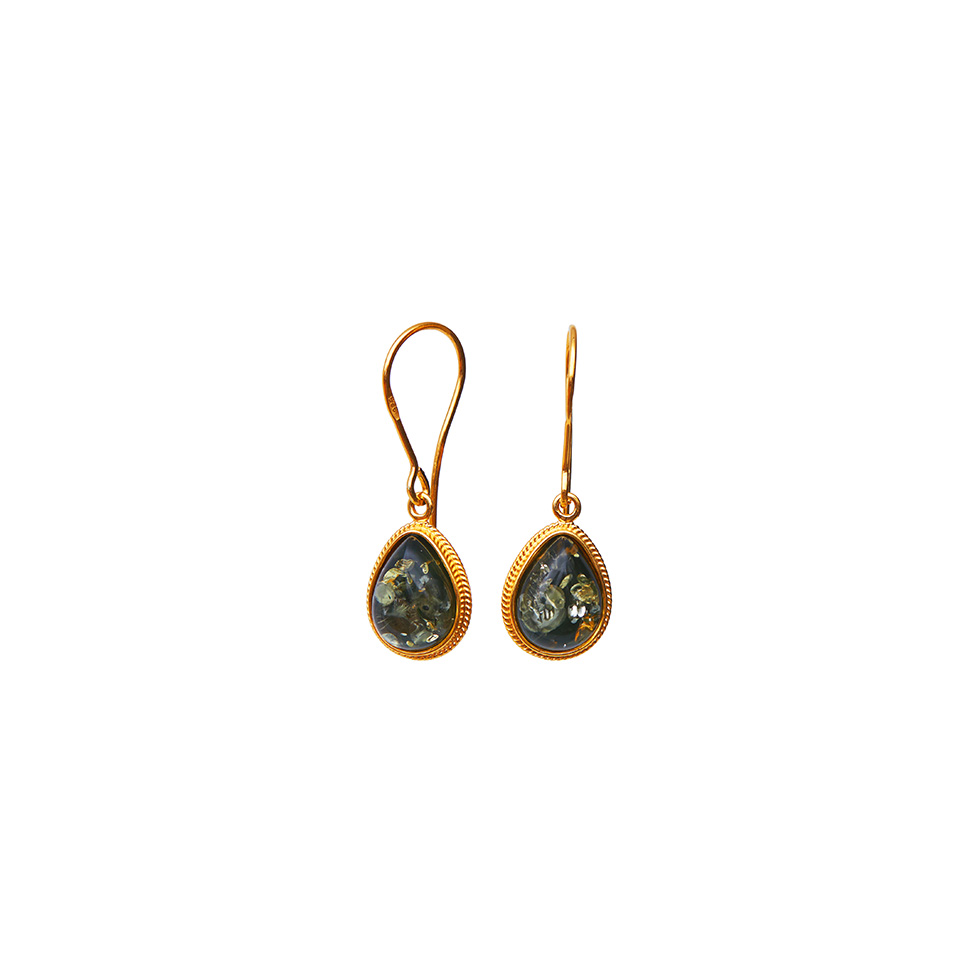 Thumbnail of Florence gold earrings with green amber