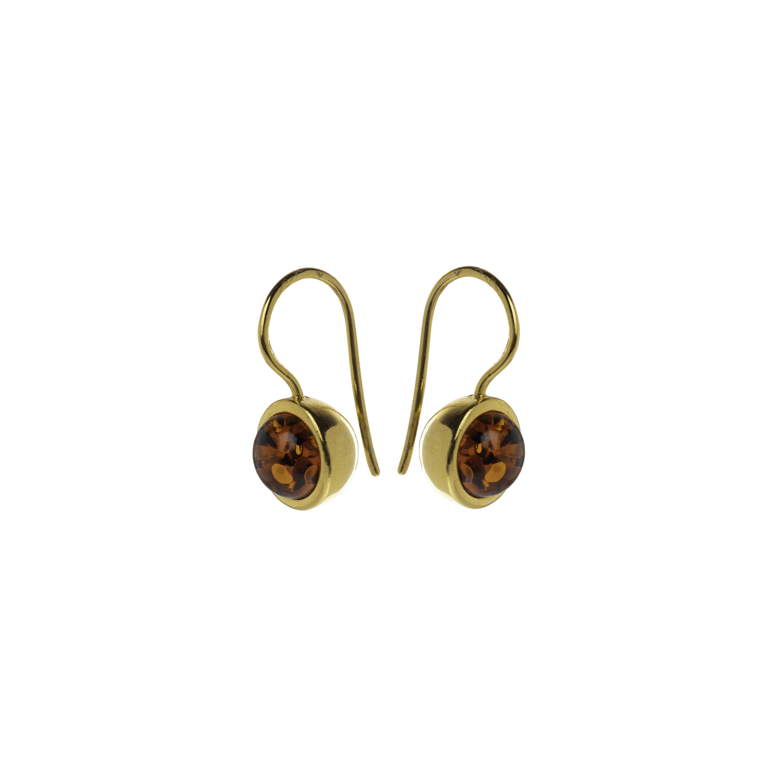 Grace gold earrings with cognac amber