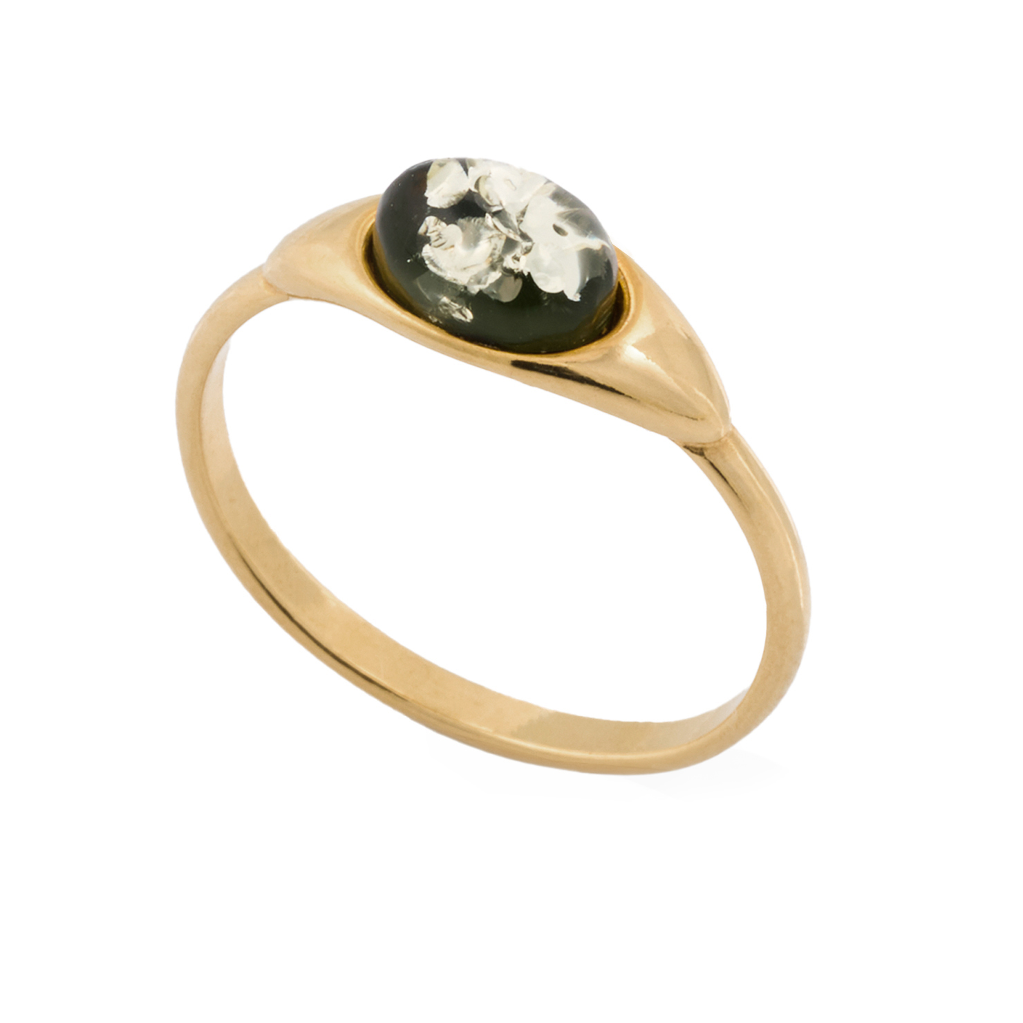 Ines gold ring with green amber