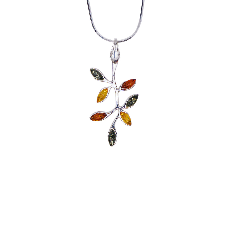 Leaf silver necklace L