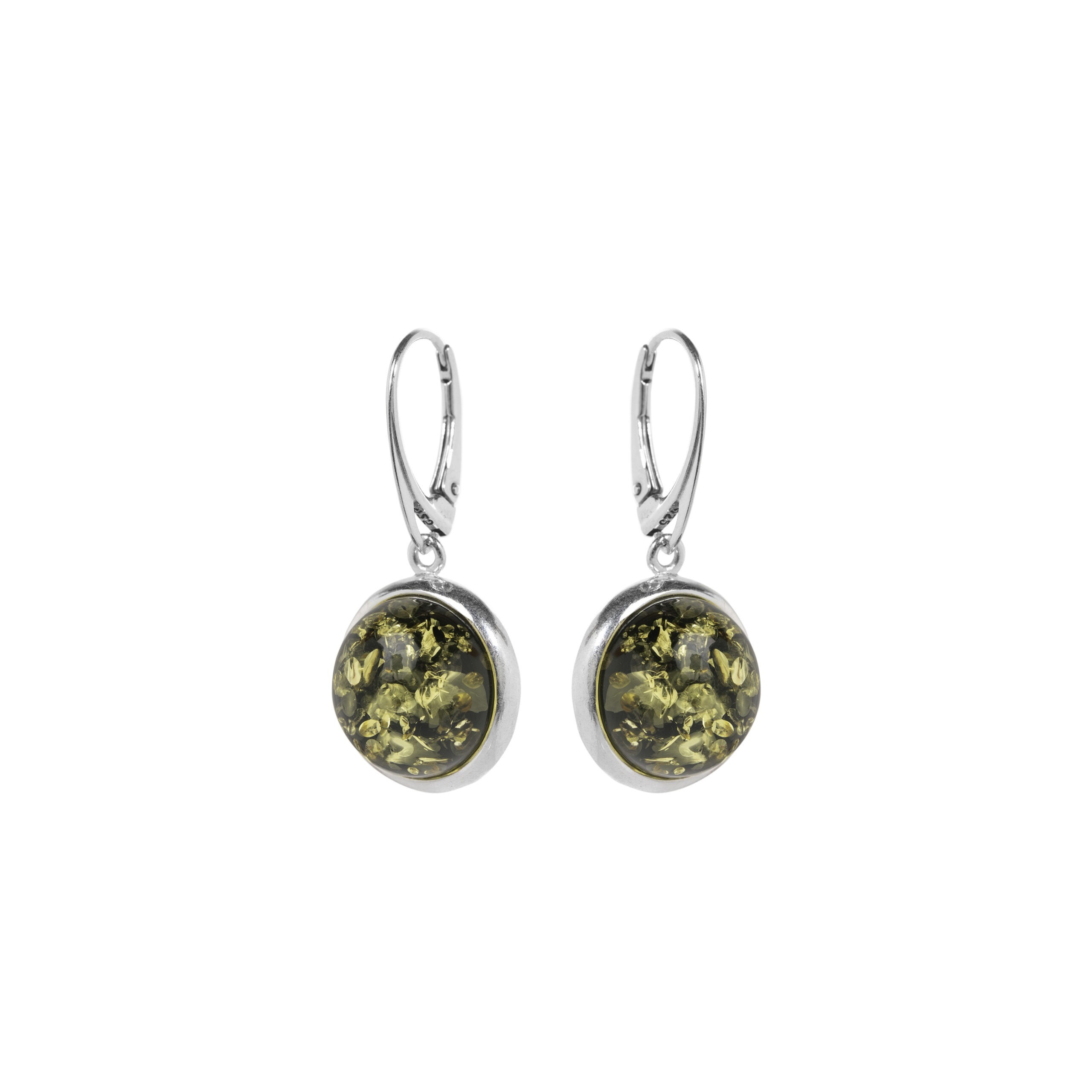 Thumbnail of Luna silver earrings with green amber