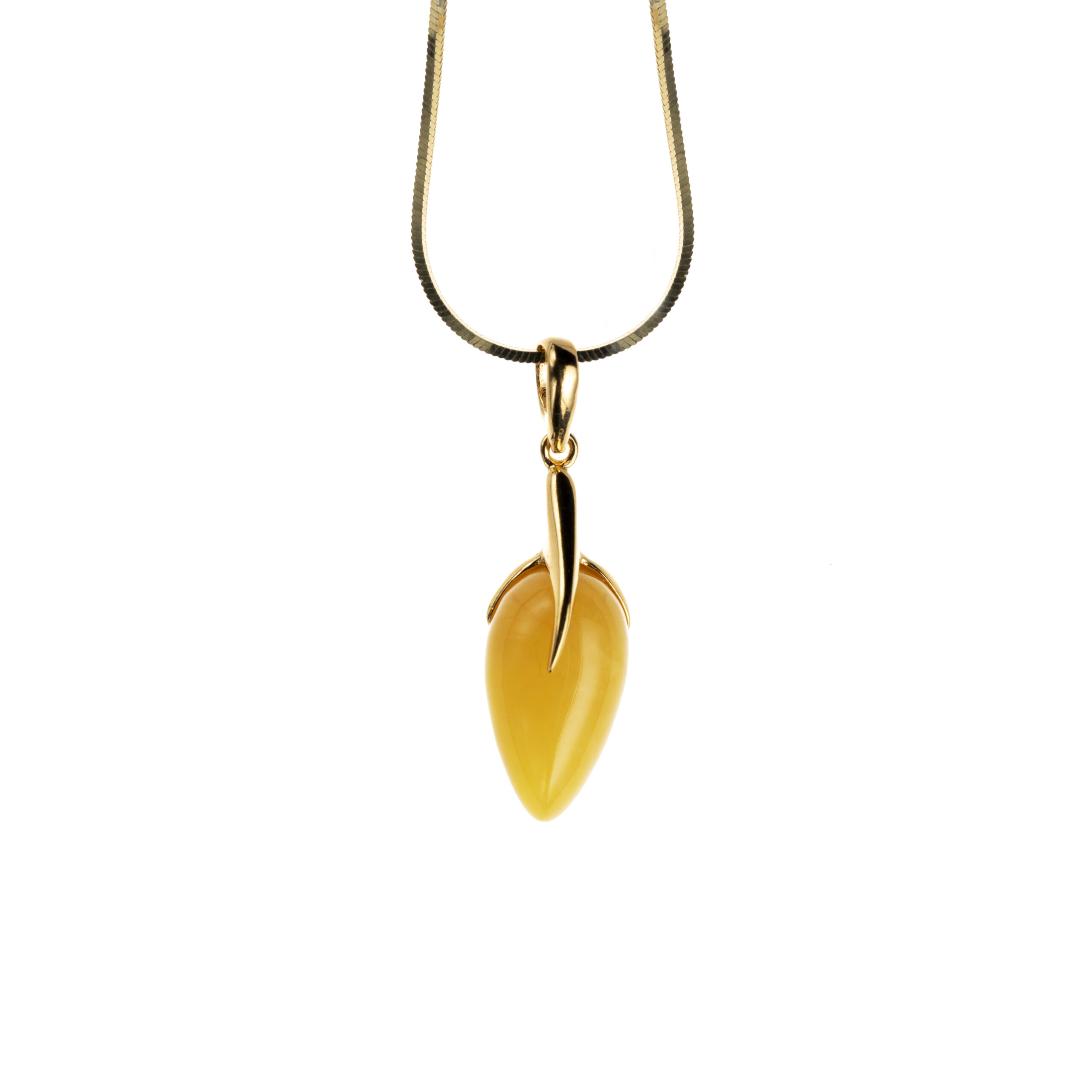 Penelope gold necklace with milky amber