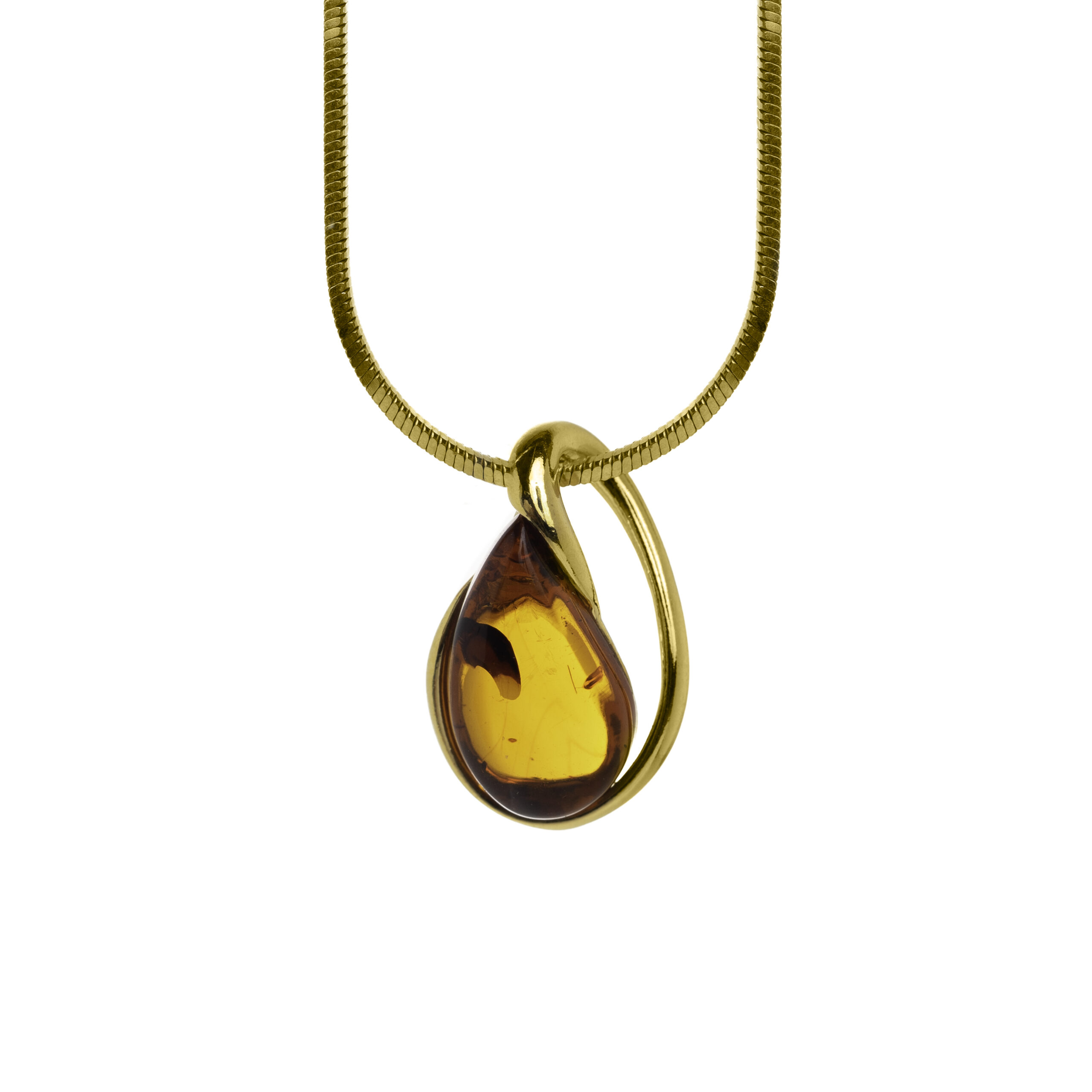 Petite gold necklace with amber