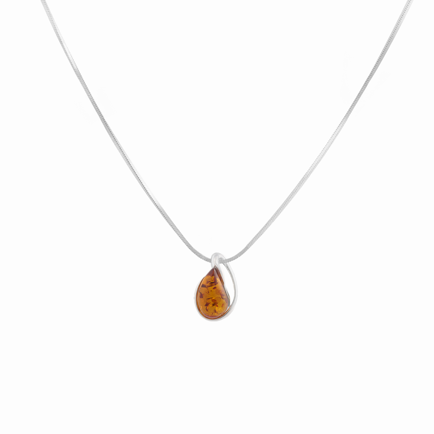 Petite silver necklace with amber