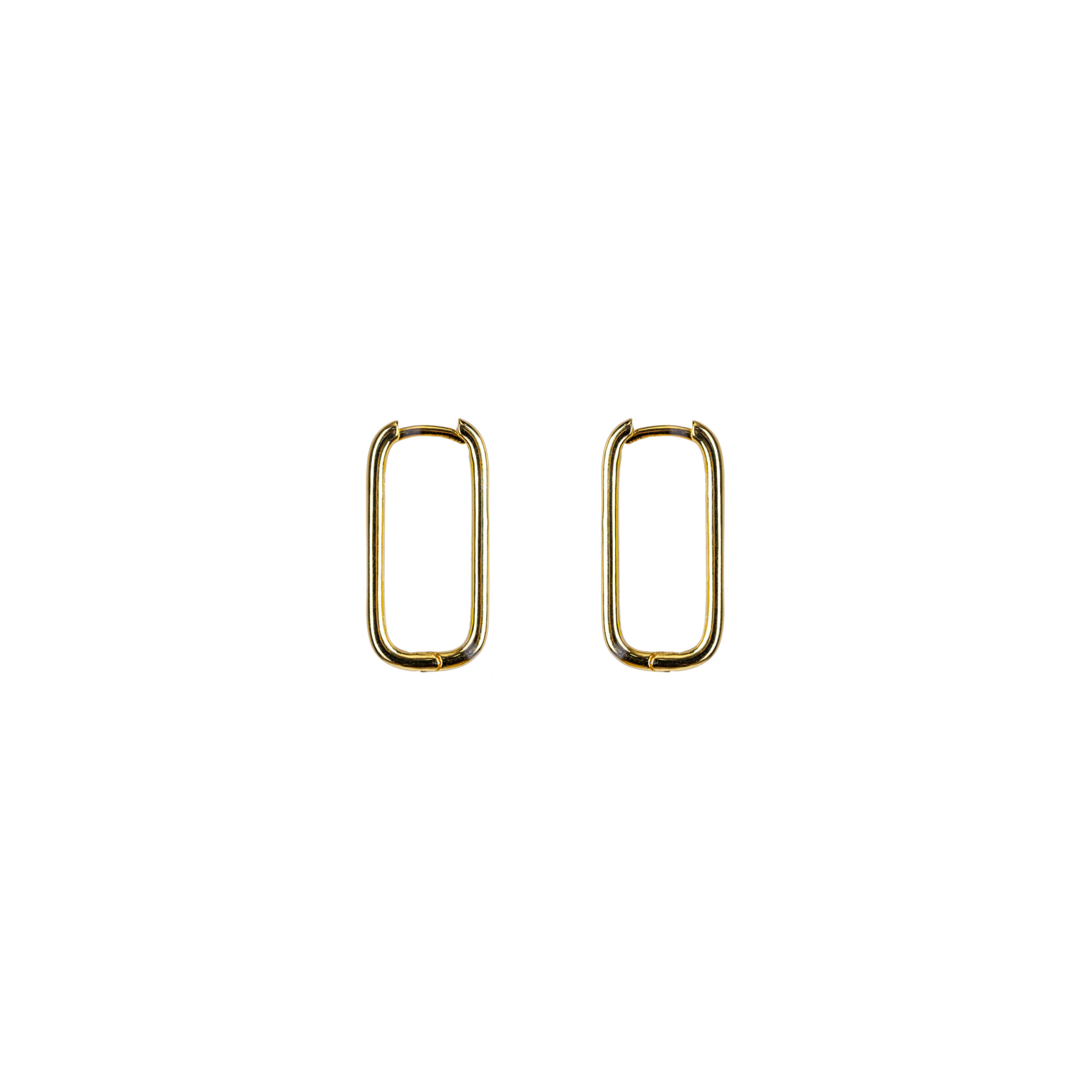 Rectangular gold hoop earrings