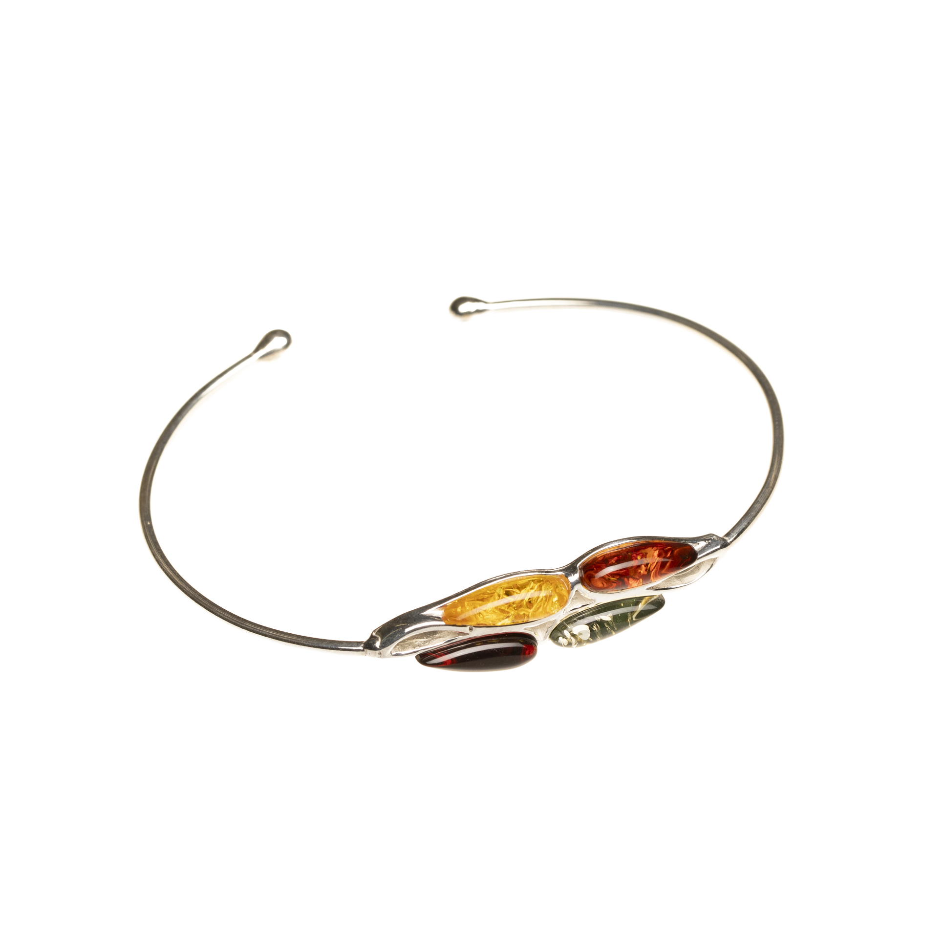Thumbnail of Silver cuff bracelet with Baltic amber