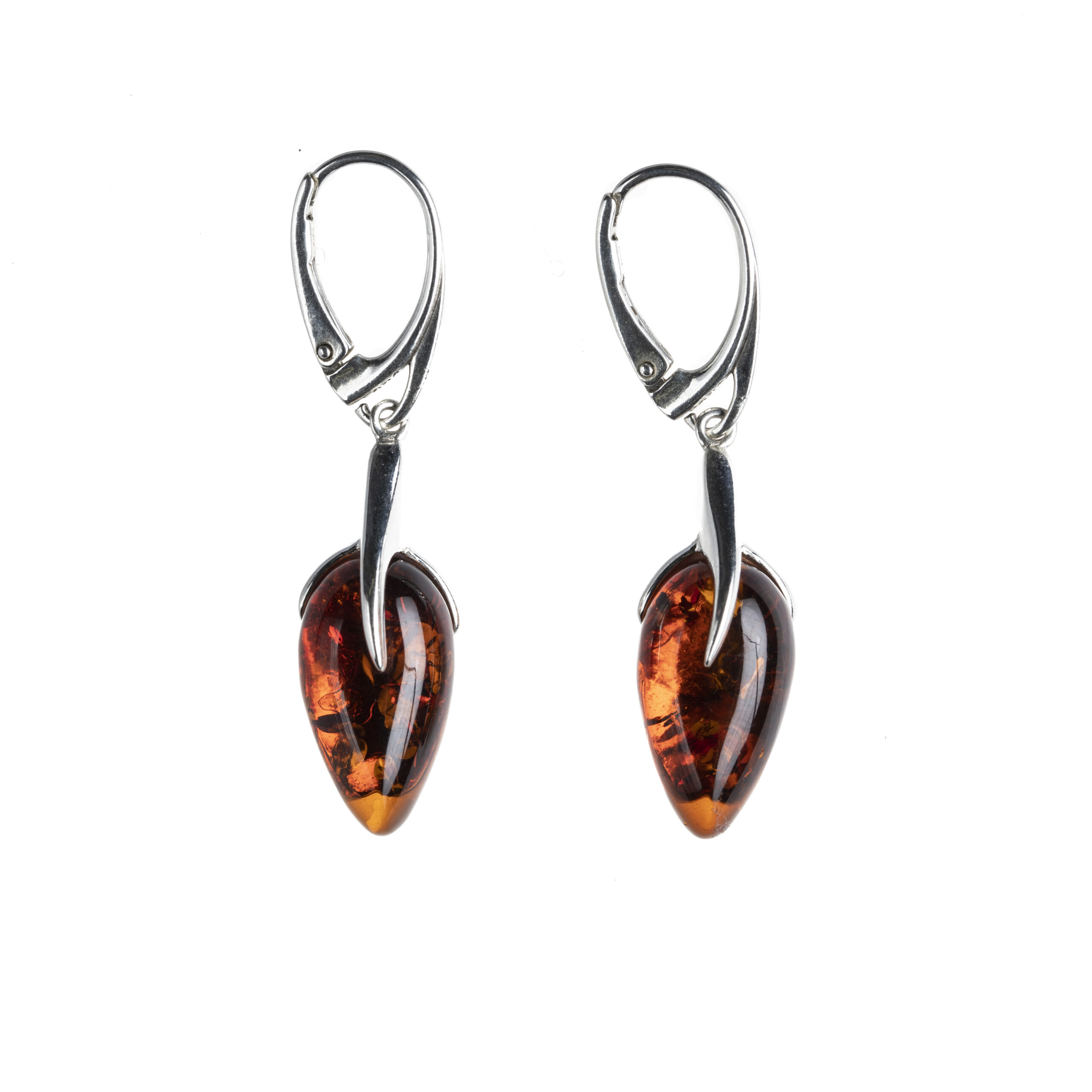 Thumbnail of Penelope silver earrings with cognac amber