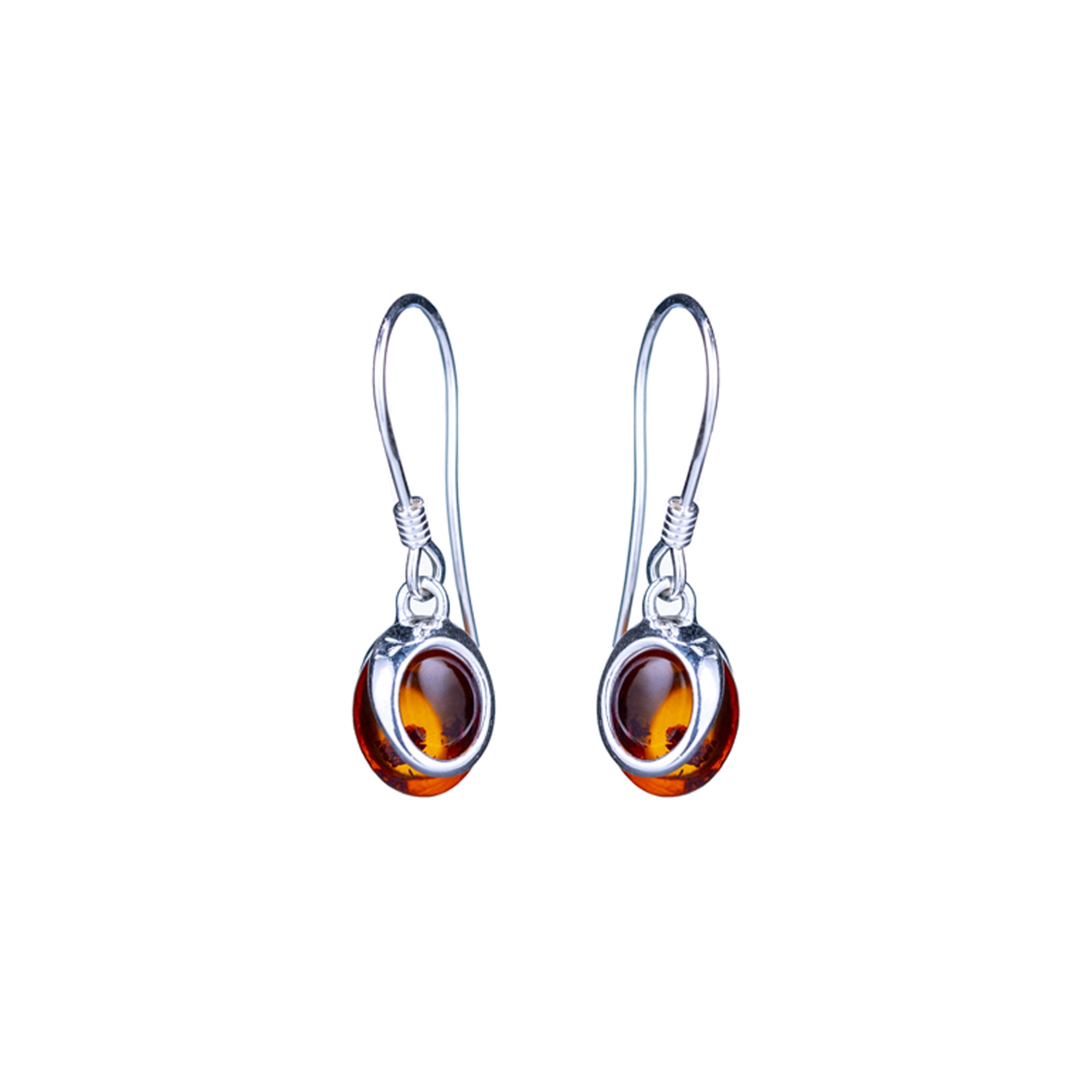 Thumbnail of Silver earrings with cognac Baltic amber