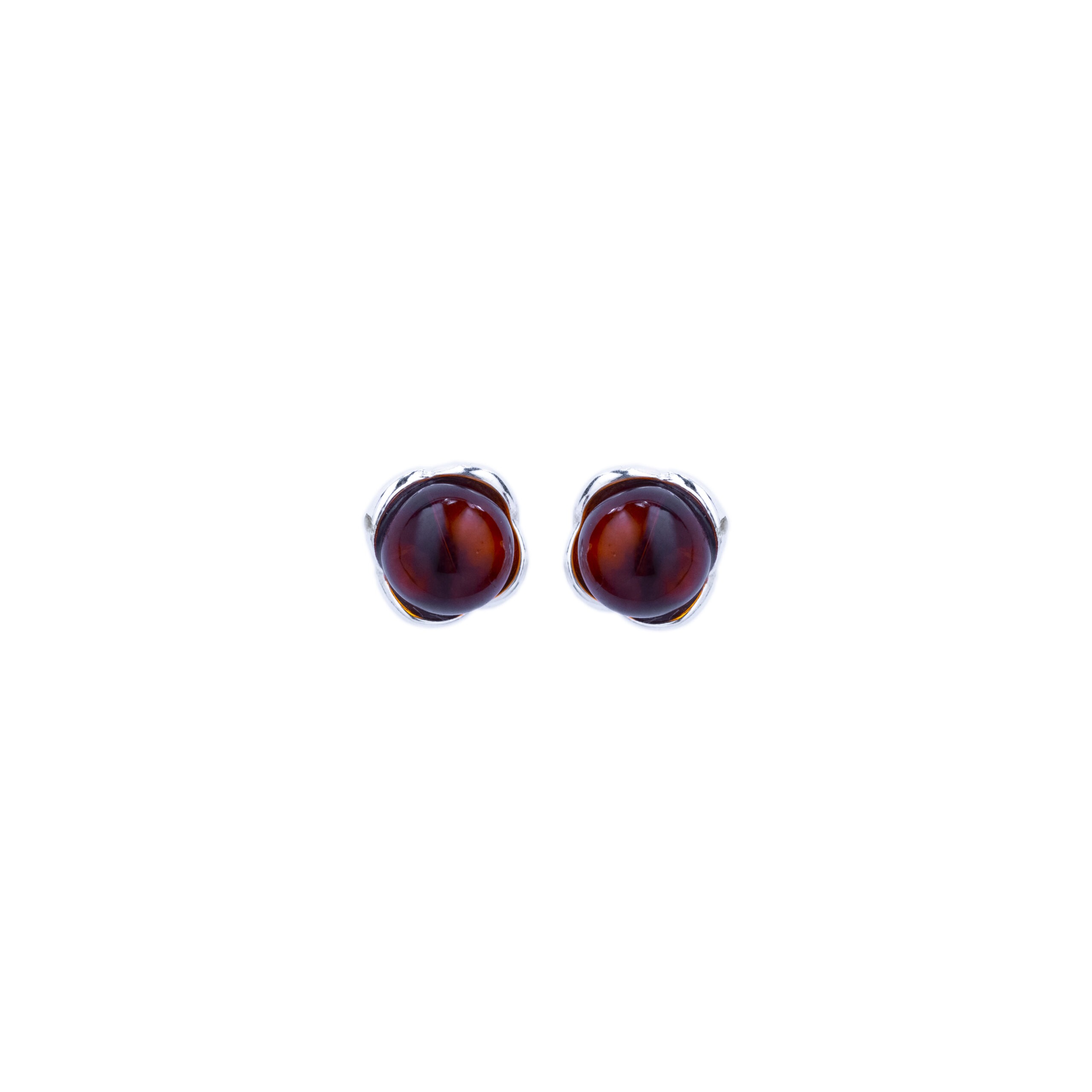 Thumbnail of Silver stud earrings with amber