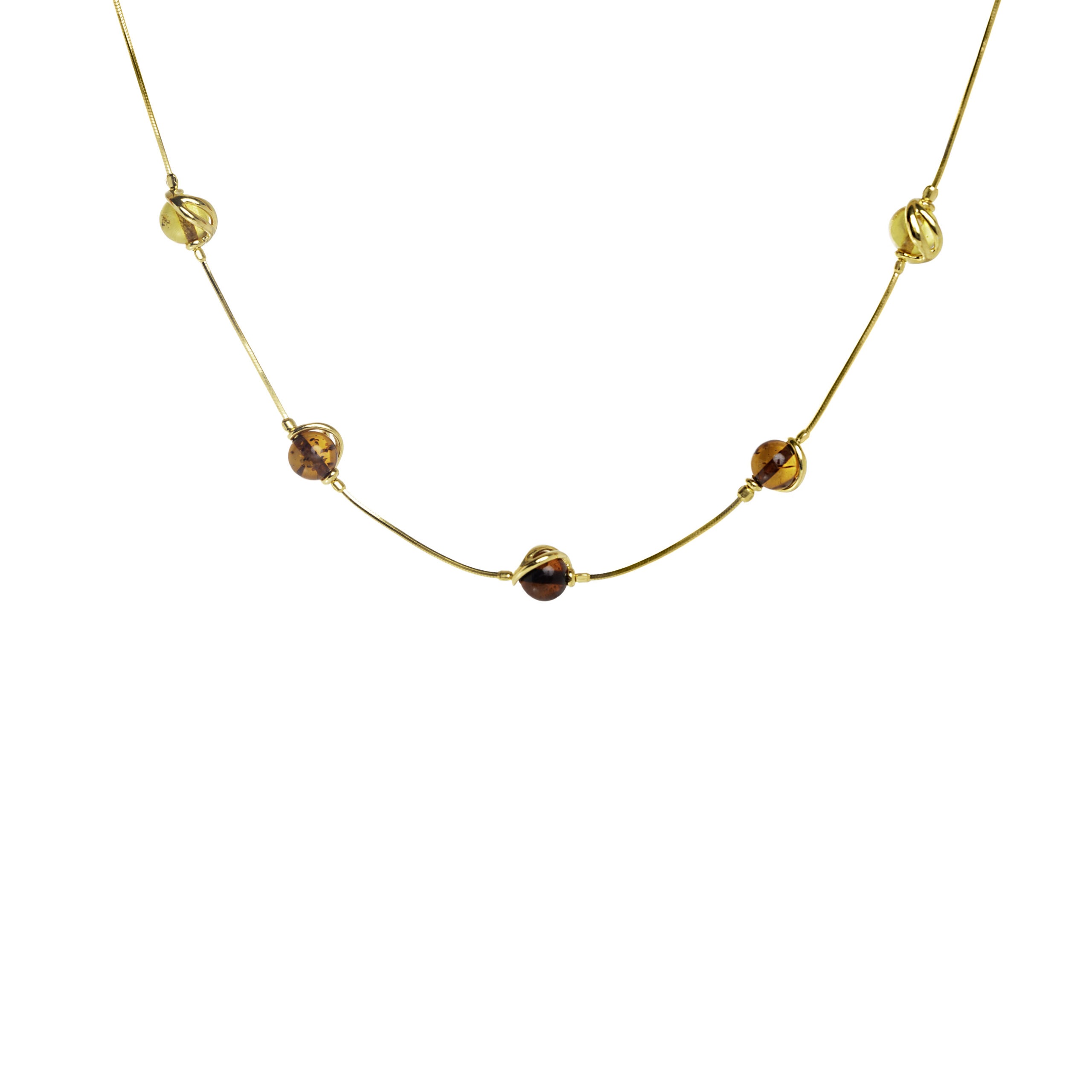 Thumbnail of Sophia gold necklace with amber