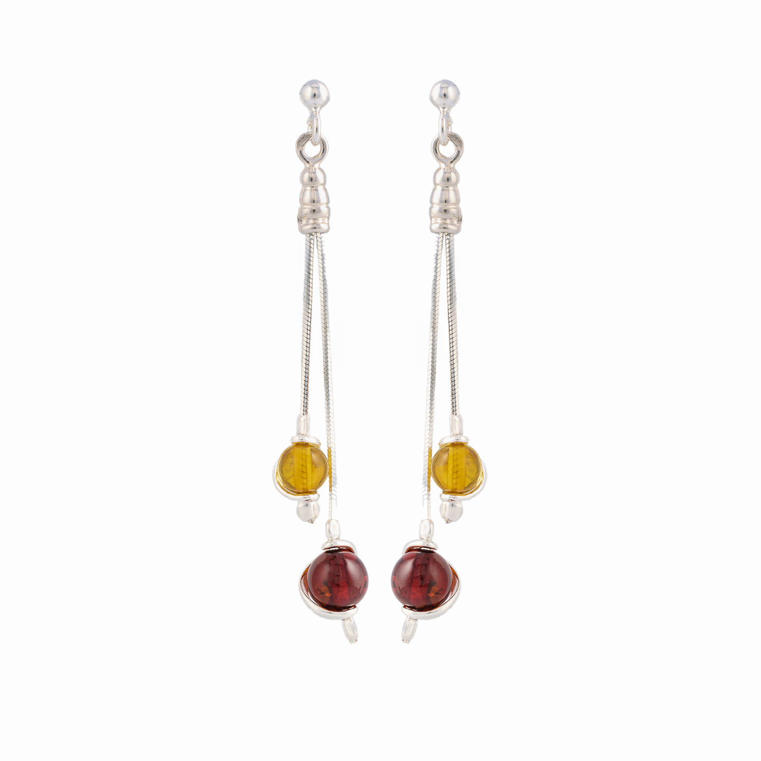 Sophia silver earrings with amber