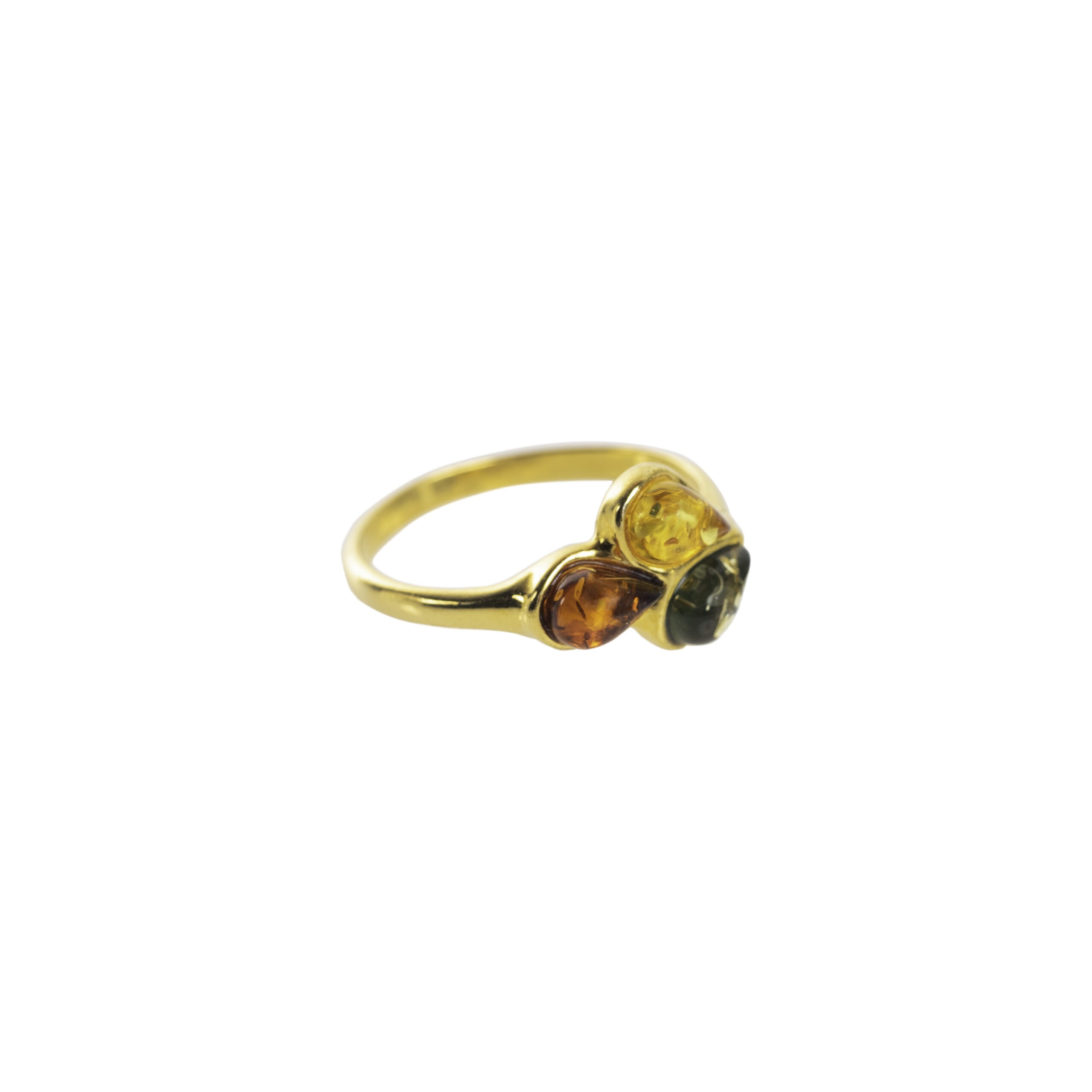 Trio gold amber ring