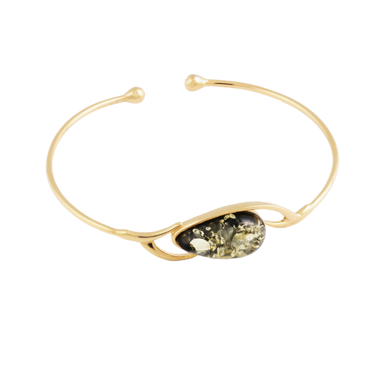 Thumbnail of Victoria cuff bracelet with green amber.