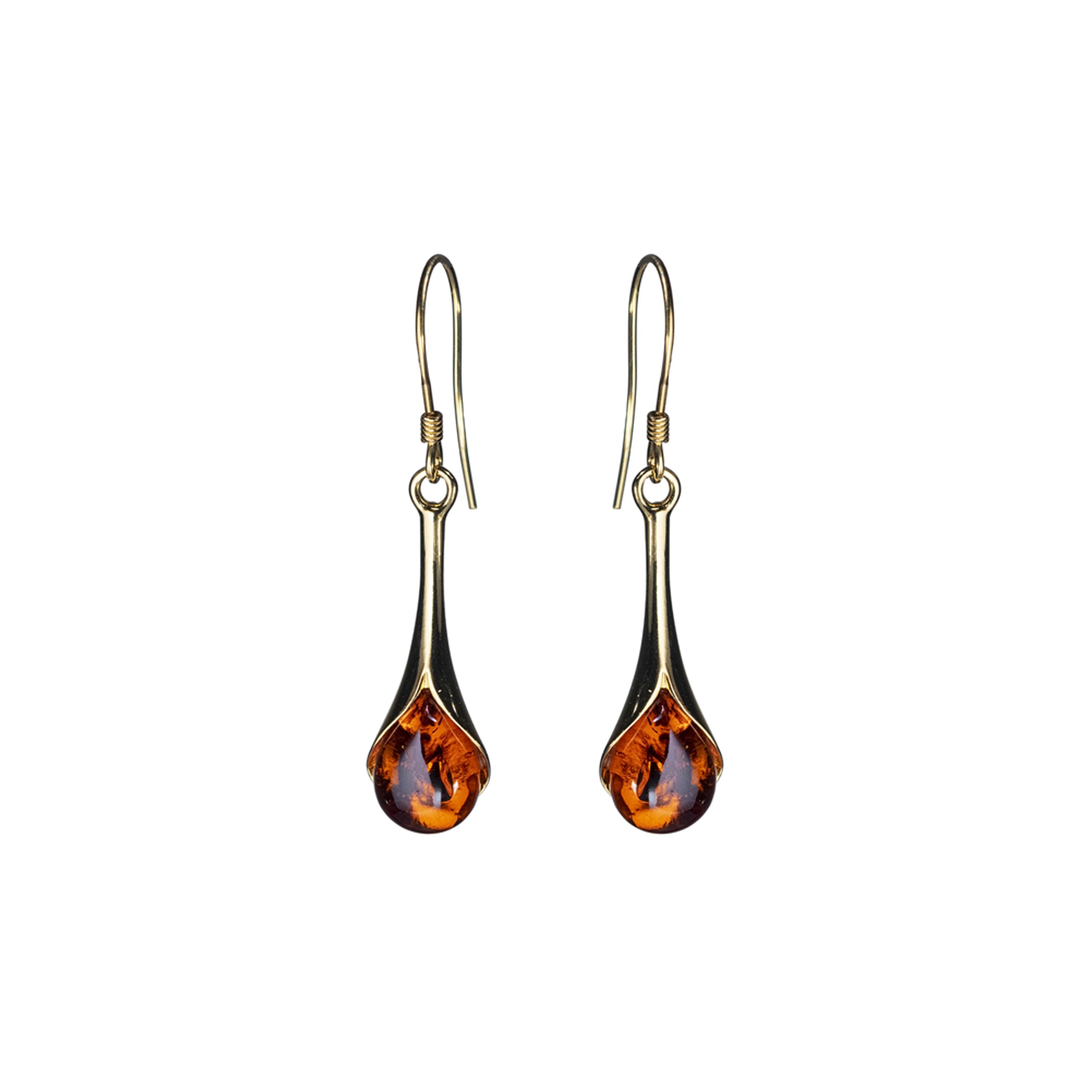 Thumbnail of Victoria gold-plated earrings with cognac amber
